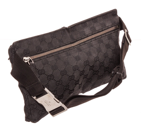 GUCCI Belt Charcoal Fanny Pack Waist Pouch