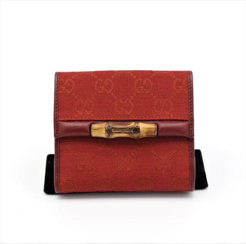 GUCCI Vintage Red Bamboo Wallet